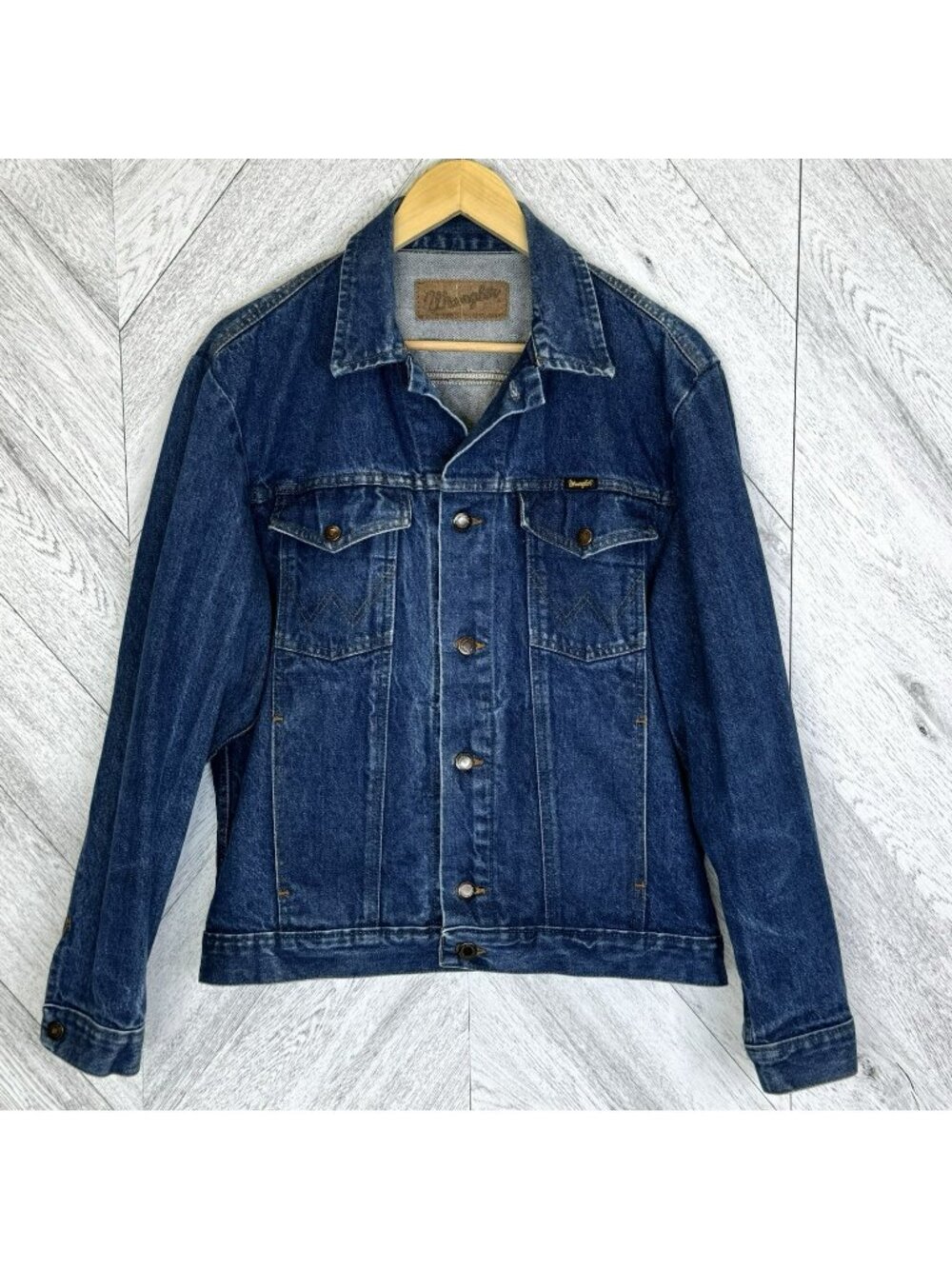 Vintage 70s Wrangler Western Denim Trucker Jean Jacket Cowboy Mens Size Large